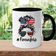 Mom Life And Fire Wife Firefighter Patriotic American Accent Mug