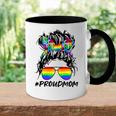 Proud Mom Lgbt Gay Pride Messy Bun Rainbow Lgbtq Accent Mug