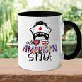 Stna All American Nurse Messy Buns Hair 4Th Of July Day Usa Accent Mug