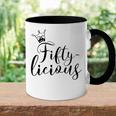 Womens Fiftylicious Crown 50Th Birthday For Her Queen Fifty-Licious Accent Mug