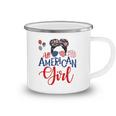 All American Girl 4Th Of July Messy Bun Sunglasses Usa Flag Camping Mug
