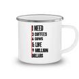 I Need 3 Coffees 6 Cows And Like 9 Million Dollars Camping Mug