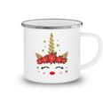 New Christmas Unicorn Face Santicorn Poinsettia Crown Cute Camping Mug