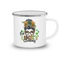 One Lucky Grammy Shamrock Plaid Leopard St Patricks Day Camping Mug