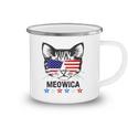 Womens 4Th Of July American Flag Cat Meowica V-Neck Camping Mug