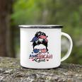 All American Girls 4Th Of July Messy Bun Patriotic Camping Mug
