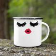 Black Eyelashes Red Lips Mother Day Gift Birthday Holiday Christmas Camping Mug