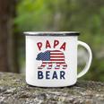 Mens American Flag Papa Bear 4Th Of July Usa Patriotic Dad Camping Mug