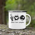 Peace Love Pumpkin Halloween Camping Mug