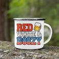 Red White And Boozy Funny 4Th Of July Drinking Crew Party Camping Mug