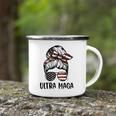Ultra Maga American Flag Messy Bun Camping Mug