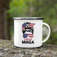Ultra Maga American Flag Womens Messy Bun Wearing Glasses Camping Mug