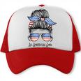 All American Girl Messy Bun American Flag 4Th Of July Trucker Cap