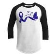Alopecia Warrior Butterfly Blue Ribbon Alopecia Support Alopecia Awareness Youth Raglan Shirt