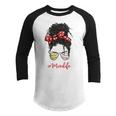 Baseball Softball Momlife Mom Messy Bun Afro Mom Mothers Day Youth Raglan Shirt