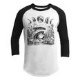 Cute Cottagecore Aesthetic Frog Mushroom Moon Witchy Vintage - Dark Academia Goblincore Witchcraft F Youth Raglan Shirt