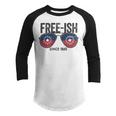 Premium Free-Ish Juneteenth Celebrate Black Freedom Free-Ish 1865 Messy Bun Afro Mom Youth Raglan Shirt