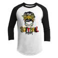 Softball Mom Leopard Messy Bun Ball Mom Mothers Day Youth Raglan Shirt