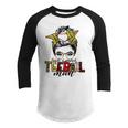 Teeball Mom Leopard Ball Mom Messy Hair Bun Mothers Day Youth Raglan Shirt