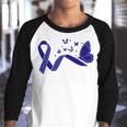 Alopecia Warrior Butterfly Blue Ribbon Alopecia Support Alopecia Awareness Youth Raglan Shirt