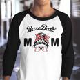 Bleached Baseball Mom Messy Bun Player Mom Mothers Day Youth Raglan Shirt