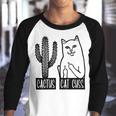 Cat Cuss Cactus Funny Cat Joke Youth Raglan Shirt