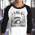 Cute Cottagecore Aesthetic Frog Mushroom Moon Witchy Vintage - Dark Academia Goblincore Witchcraft F Youth Raglan Shirt