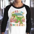 Kids Dinosaur 2Nd Birthday 2 Year Old Awesome Since 2020 Youth Raglan Shirt