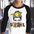 Softball Mom Leopard Mom Messy Hair Bun Mothers Day Youth Raglan Shirt