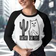 Cat Cuss Cactus Funny Cat Joke Youth Raglan Shirt