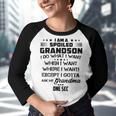 I Am A Spoiled Grandson I Do What I Want When I Want Where I Want Except I Gotta Ask My Grandma One Sec V2 Youth Raglan Shirt