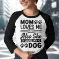 Mom Loves Me And Also She Loves My Dog 838 Trending Shirt Youth Raglan Shirt