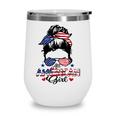 All American Girls 4Th Of July Messy Bun Patriotic Wine Tumbler