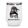 Women Lotus Massage Therapist Messy Bun Gift Wine Tumbler