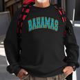 Bahamas Varsity Style Teal Text With Yellow Outline Sweatshirt Gifts for Old Men