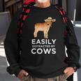 Cow Gifts For Women & Girls Cute Easily Distracted By Cows Sweatshirt Gifts for Old Men
