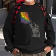 Howling Wolf Rainbow Watercolor Whimsical Animal Sweatshirt Gifts for Old Men