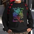 Just A Girl Who Loves Tigers Retro Vintage Rainbow Graphic Sweatshirt Gifts for Old Men