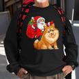 Matching Family Funny Santa Riding Pomeranian Dog Christmas T-Shirt Sweatshirt Gifts for Old Men