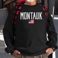 Montauk Ny American Flag Vintage White Text Sweatshirt Gifts for Old Men
