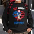 Red White And Moo Patriotic Cow Farmer 4Th Of July Sweatshirt Gifts for Old Men