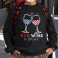Red Wine And Blue Funny 4Th Of July Wine Lover Patriotic Sweatshirt Gifts for Old Men