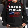 Ultra Maga Proud American Distressed Flag Patriotic Sweatshirt Gifts for Old Men