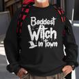 Womens Baddest Witch In Town Funny Halloween Witches Sweatshirt Gifts for Old Men