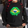 Womens Brazilian Flag Lips Women Girls Brazil Sweatshirt Gifts for Old Men