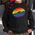 Womens Gay Kiss Rainbow Pride Flag Sexy Lips Proud Lgbt Q Ally Sweatshirt Gifts for Old Men