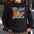 Womens This Girl Runs On Jesus And Basketball Christian Gift Sweatshirt Gifts for Old Men