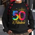 Womens Women 50 & Fabulous Happy 50Th Birthday Crown Tie Dye Sweatshirt Gifts for Old Men