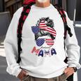 4Th Of July American Mama Messy Bun Mom Life Patriotic Mom Sweatshirt Gifts for Old Men