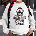 All American Nurse Messy Buns 4Th Of July Physical Therapist Sweatshirt Gifts for Old Men